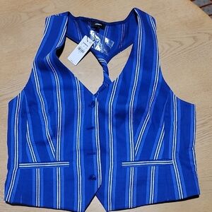 Express Blue Striped Vest